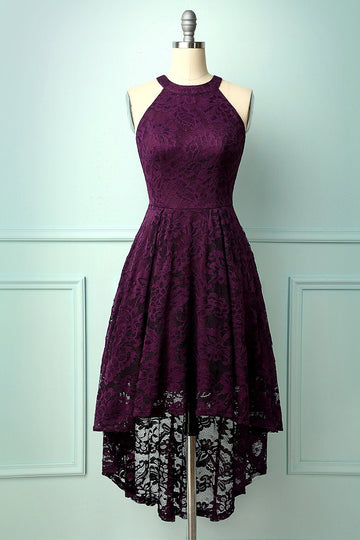 Púrpura Vestido de Renda Midi